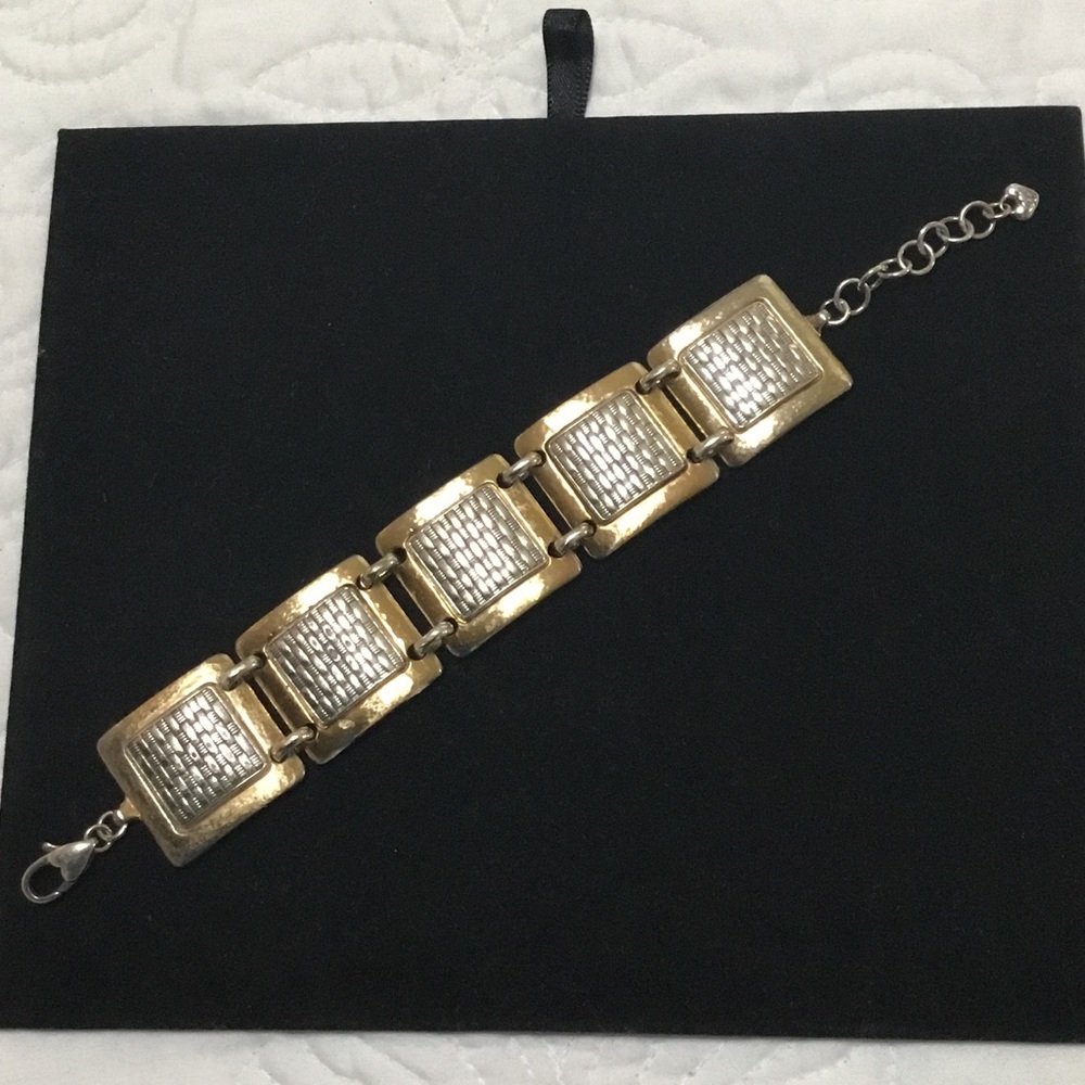 Brighton Two-Tone Gold and Silver Square Link Bracelet